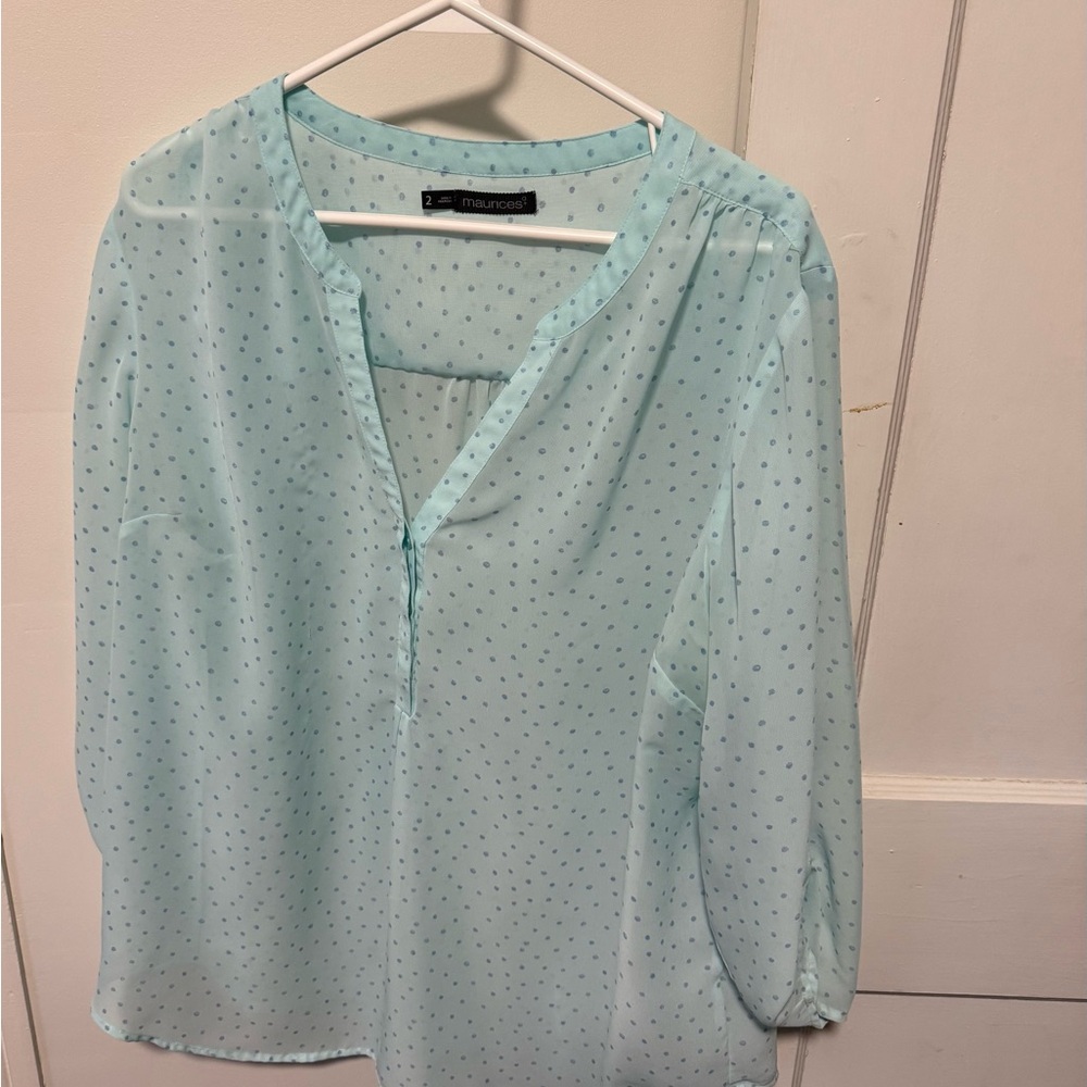 Maurices Sky Blue Polka Dot Blouse